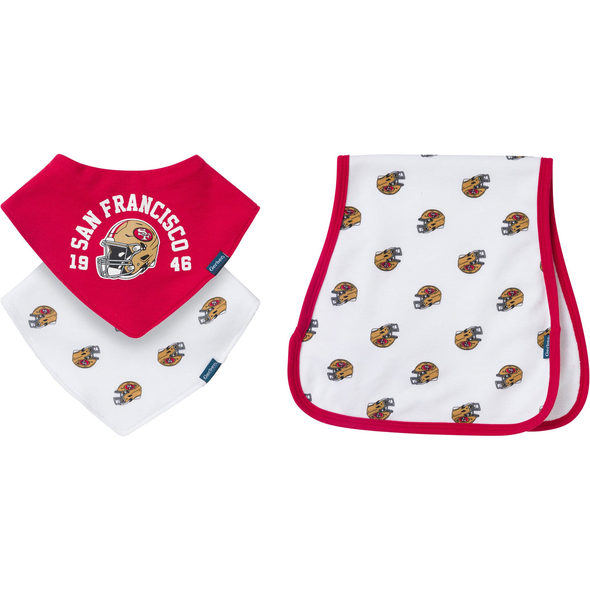 3-Pack Baby Neutral 49ers Bibs and Burp Cloth Set