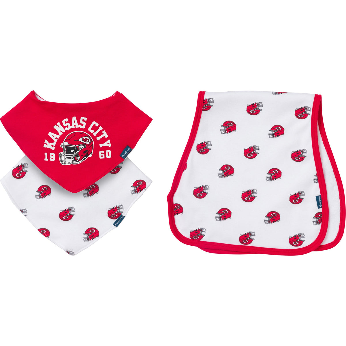 3-Pack Baby Neutral Kansas City Chiefs Bibs and Burp Cloth Set