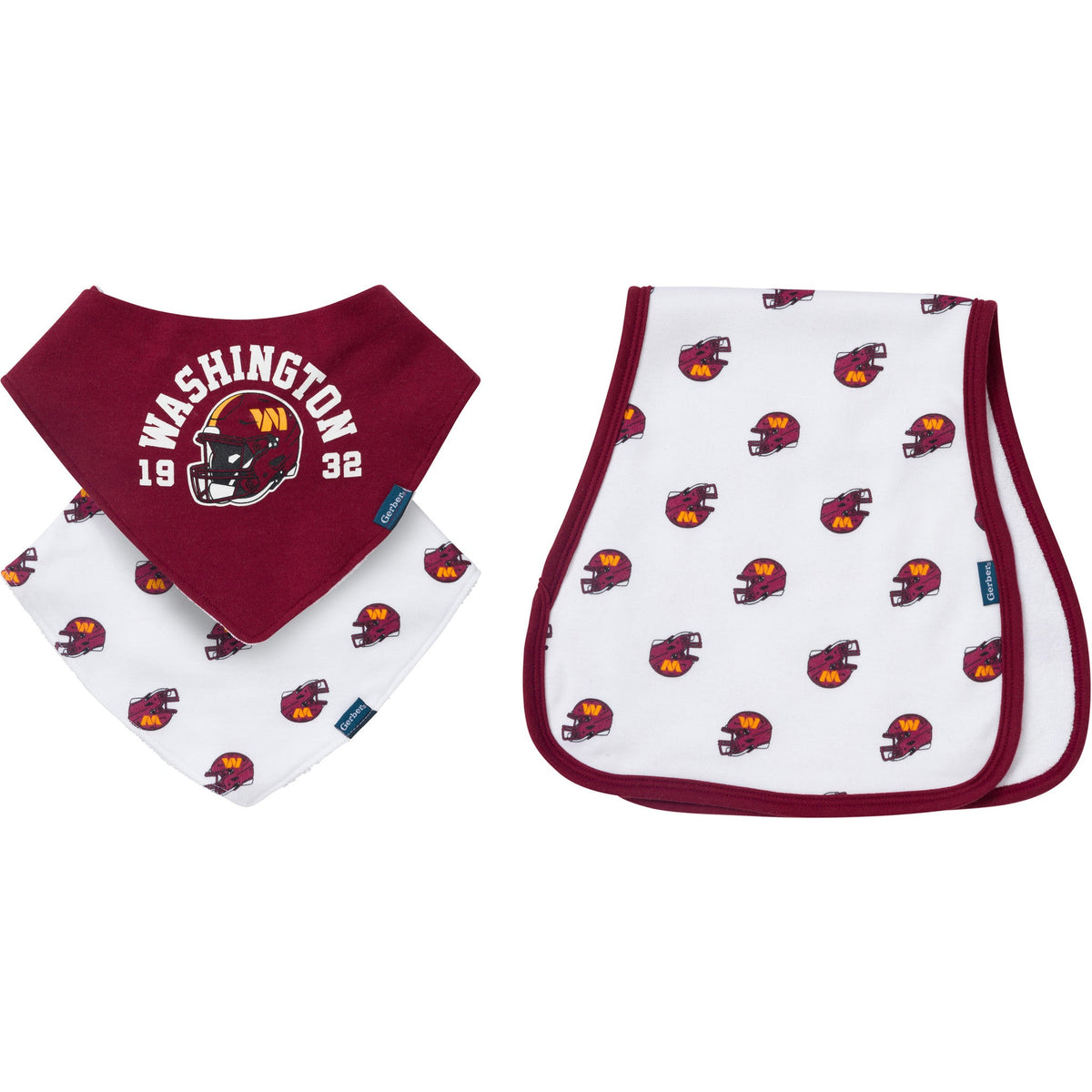 3-Pack Baby Neutral Commanders Bibs and Burp Cloth Set