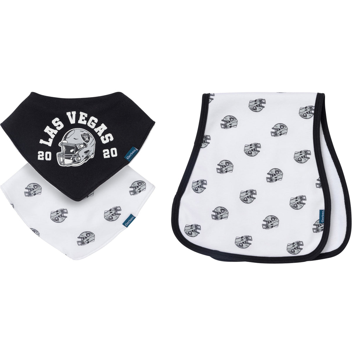 3-Pack Baby Neutral Las Vegas Raiders Bibs and Burp Cloth Set