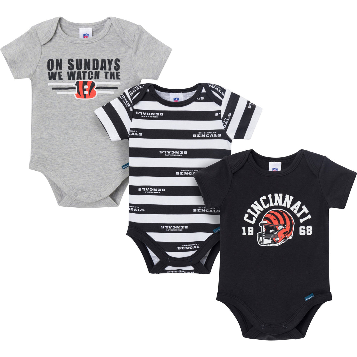 3-Pack Baby Boys Cincinatti Bengals Bodysuit Set