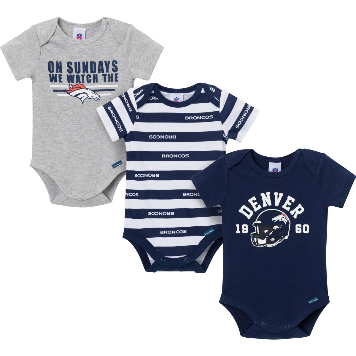 3-Pack Baby Boys Denver Broncos Bodysuit Set