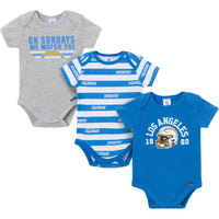 3-Pack Baby Boys Los Angeles Chargers Bodysuit Set
