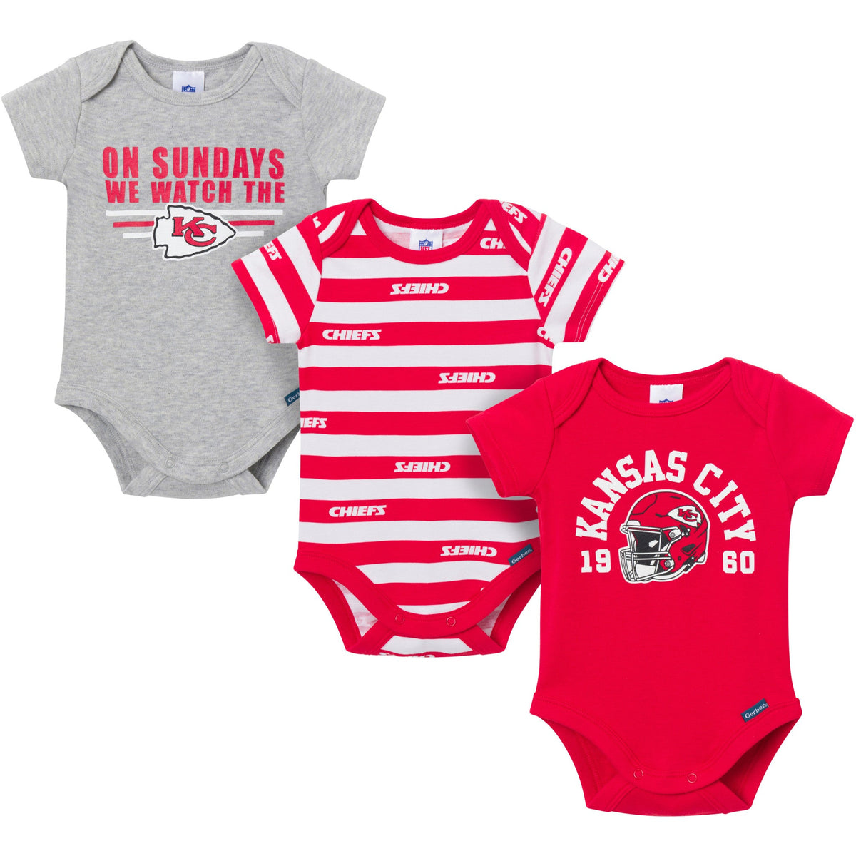 3-Pack Baby Boys Kansas City Chiefs Bodysuit Set