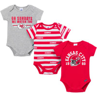 3-Pack Baby Boys Kansas City Chiefs Bodysuit Set