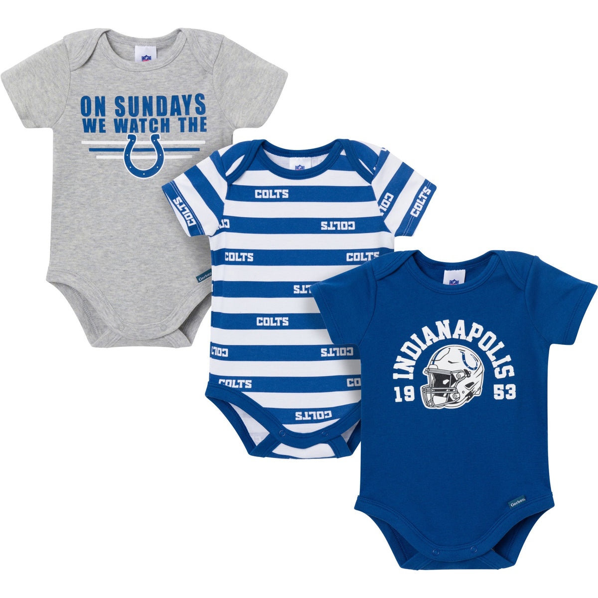 3-Pack Baby Boys Indianapolis Colts Bodysuit Set