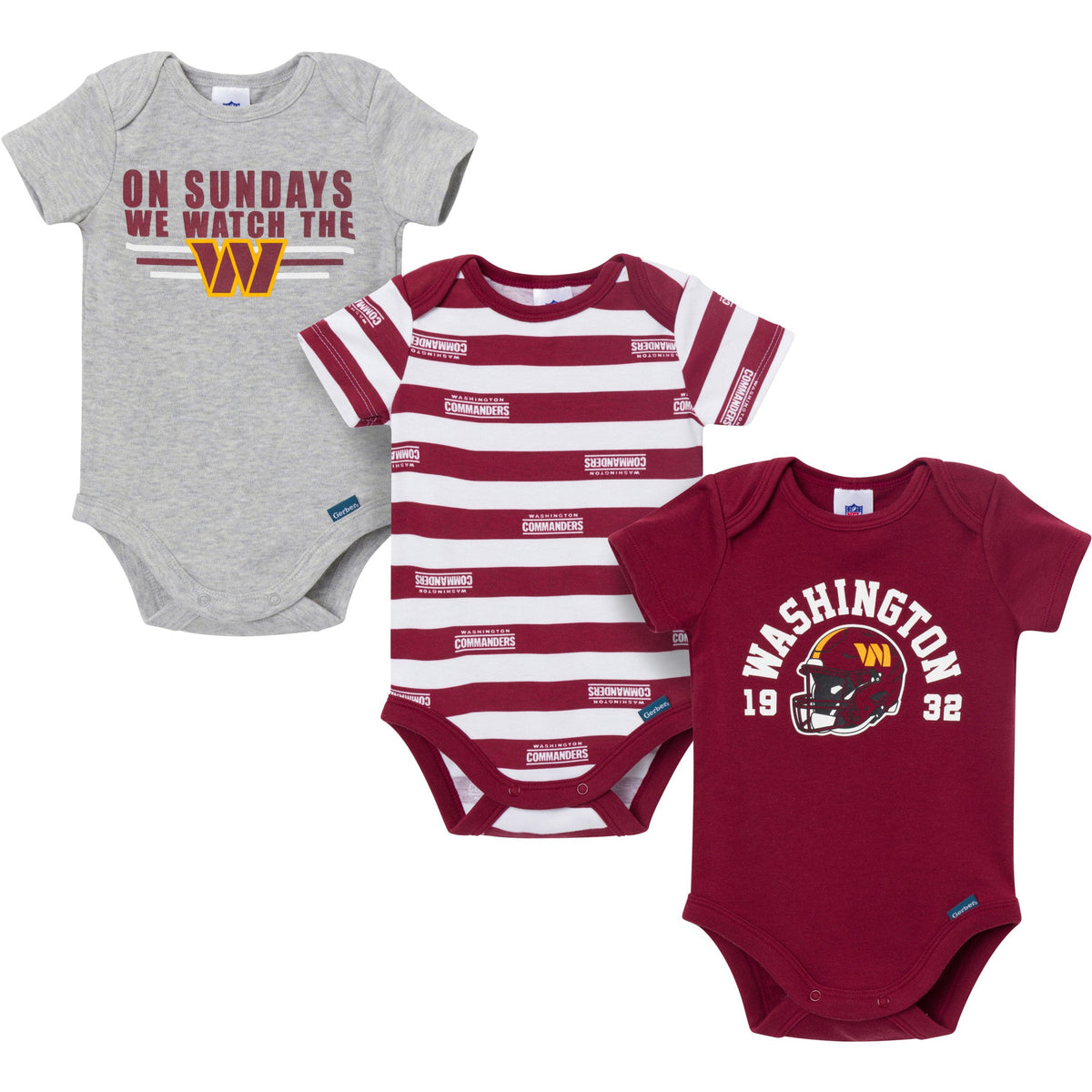 3-Pack Baby Boys Commanders Bodysuit Set