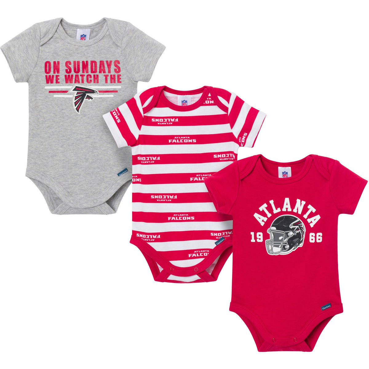 3-Pack Baby Boys Atlanta Falcons Bodysuit Set