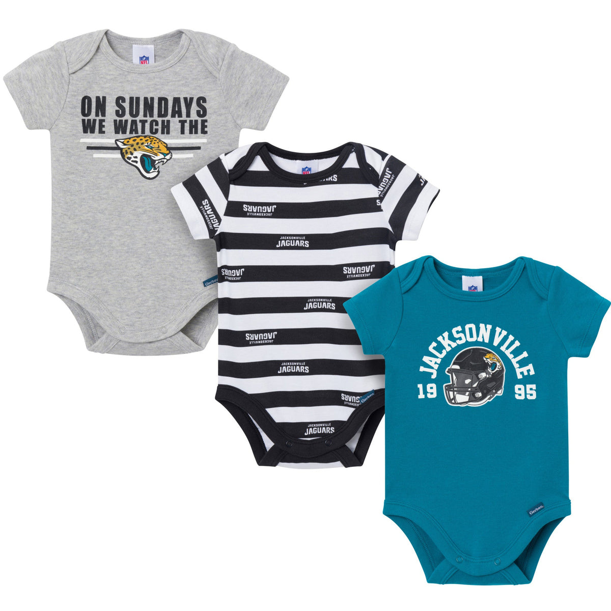 3-Pack Baby Boys Jacksonville Jaguars Bodysuit Set