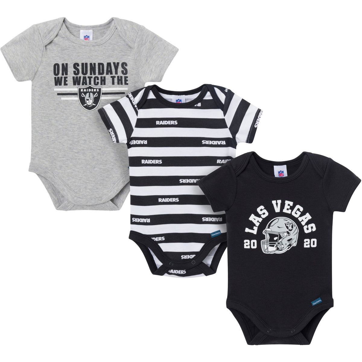 3-Pack Baby Boys Las Vegas Raiders Bodysuit Set
