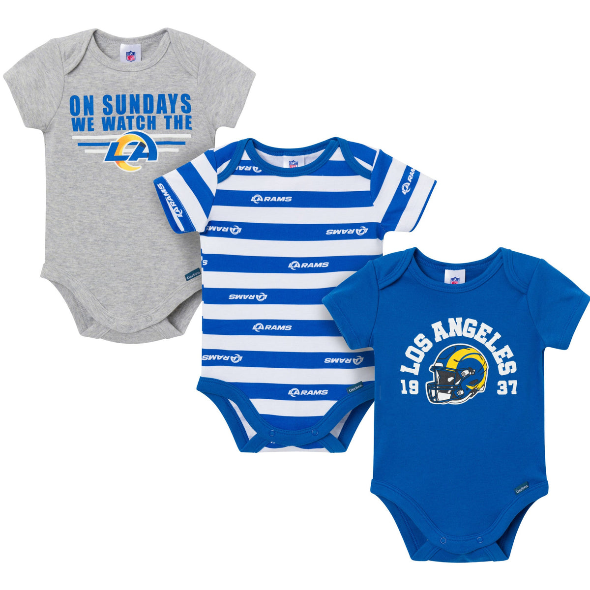 3-Pack Baby Boys Los Angeles Rams Bodysuit Set