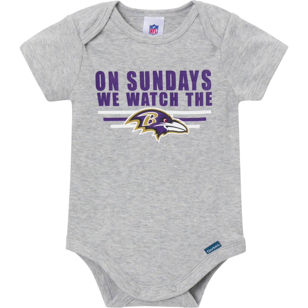 3-Pack Baby Boys Baltimore Ravens Bodysuit Set, view 2