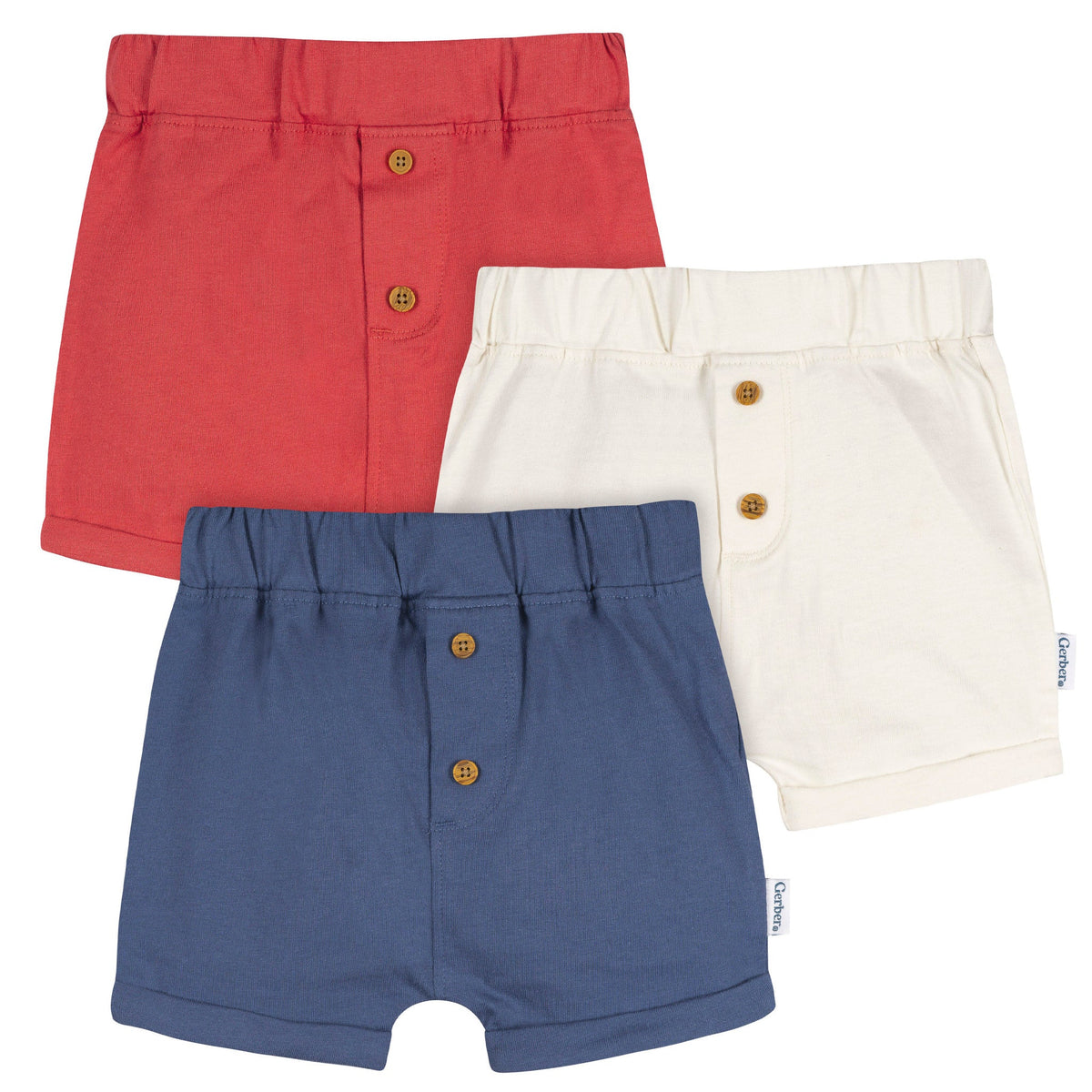 3-Pack Baby Boys Red, White & Blue Shorts-Gerber Childrenswear Wholesale