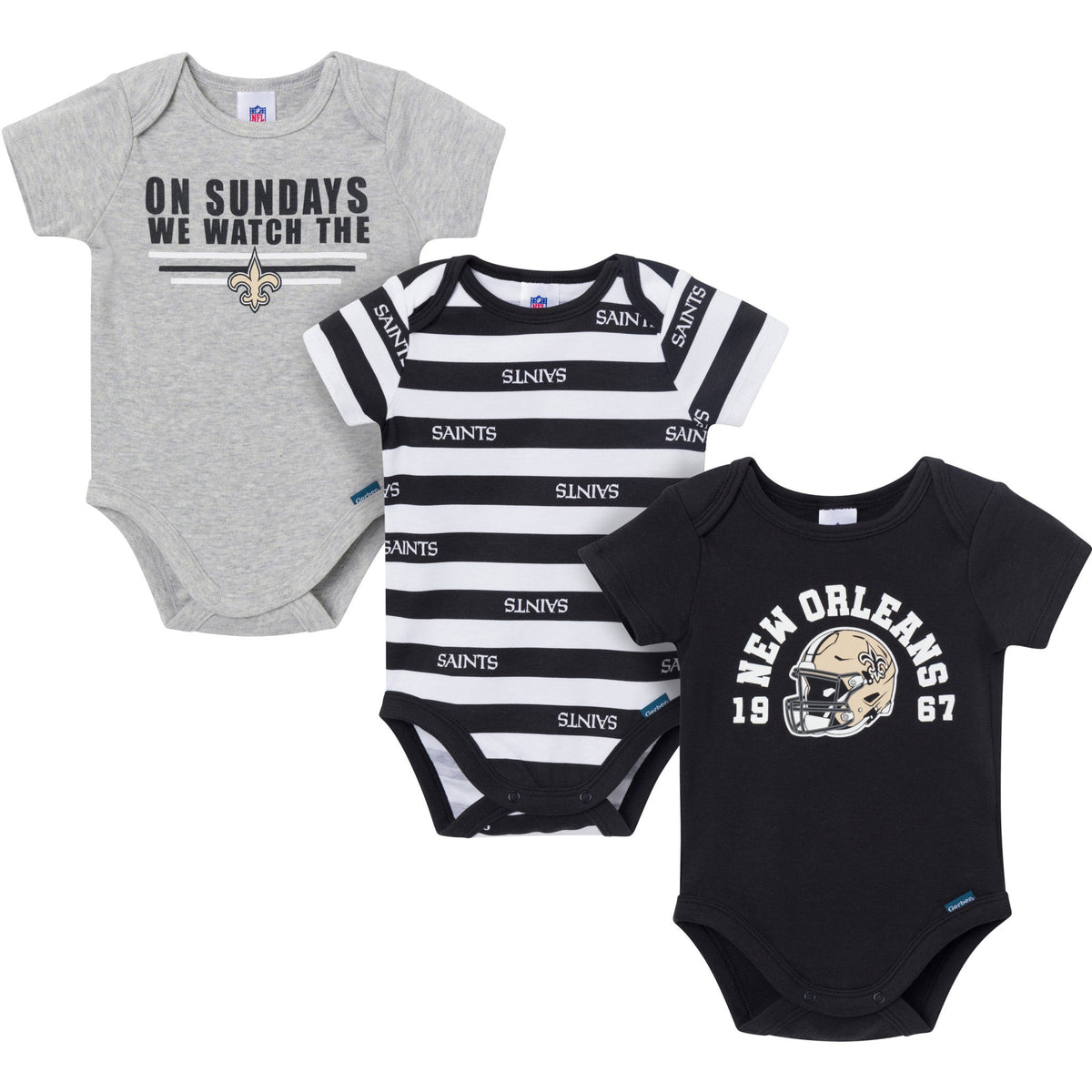 3-Pack Baby Boys New Orleans Saints Bodysuit Set