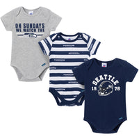 3-Pack Baby Boys Seattle Seahawks Bodysuit Set