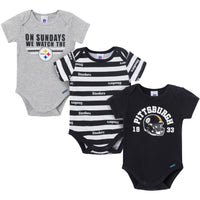 3-Pack Baby Boys Pittsburgh Steelers Bodysuit Set