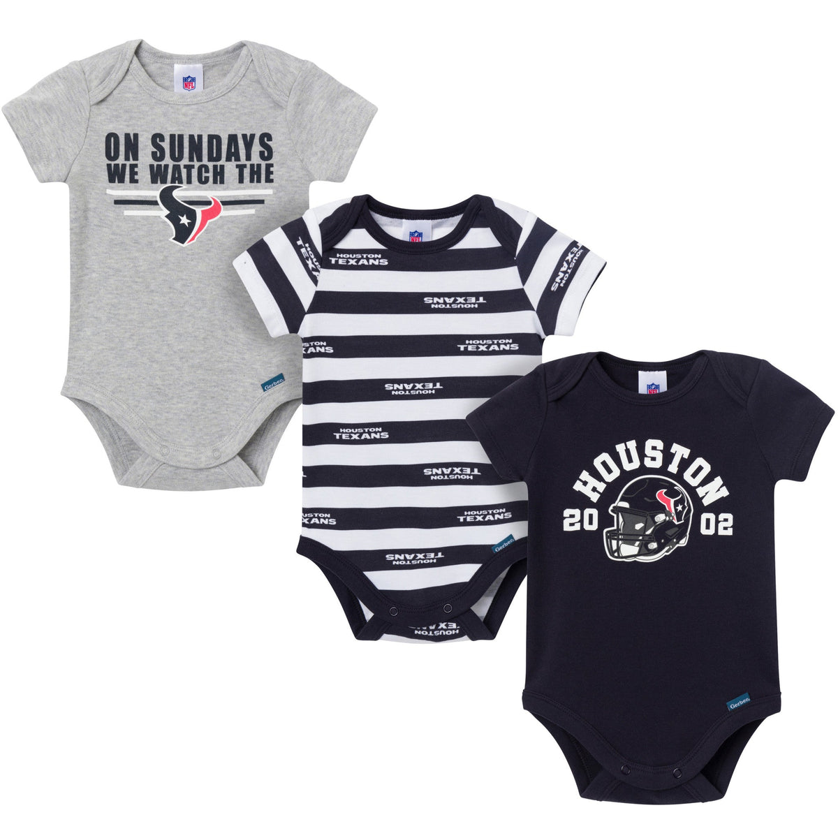 3-Pack Baby Boys Houston Texans Bodysuit Set