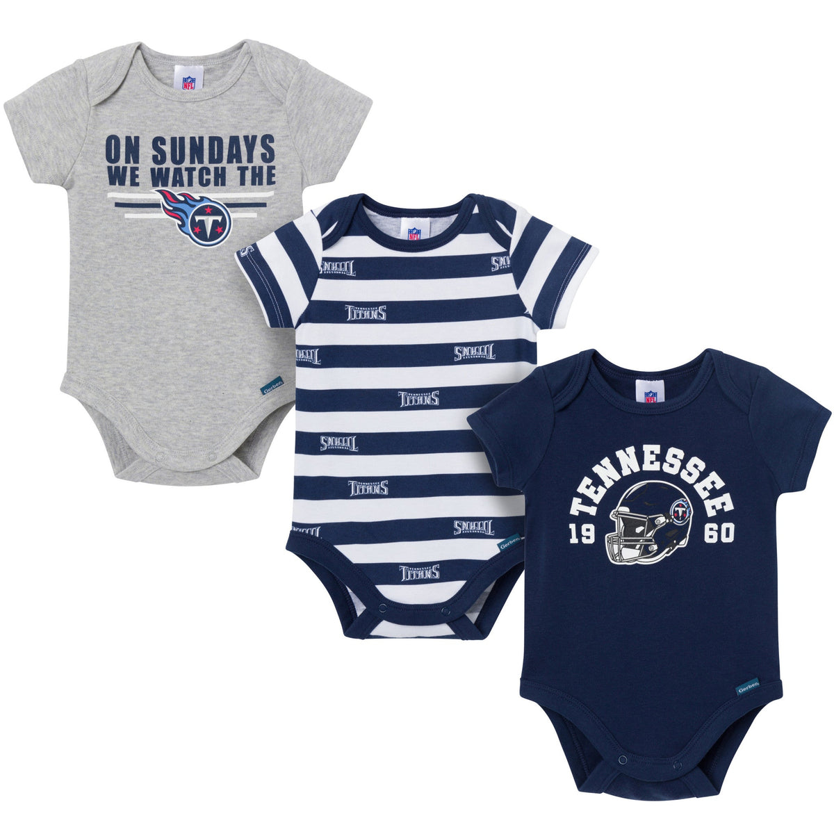3-Pack Baby Boys Tennessee Titans Bodysuit Set