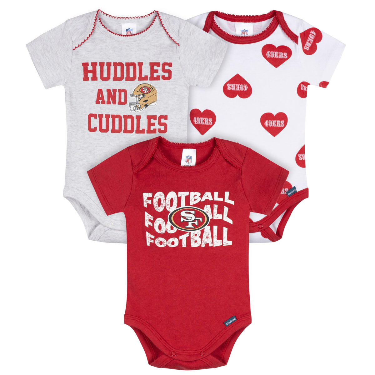 3-Pack Baby Girls 49ers Onesies Bodysuit Set