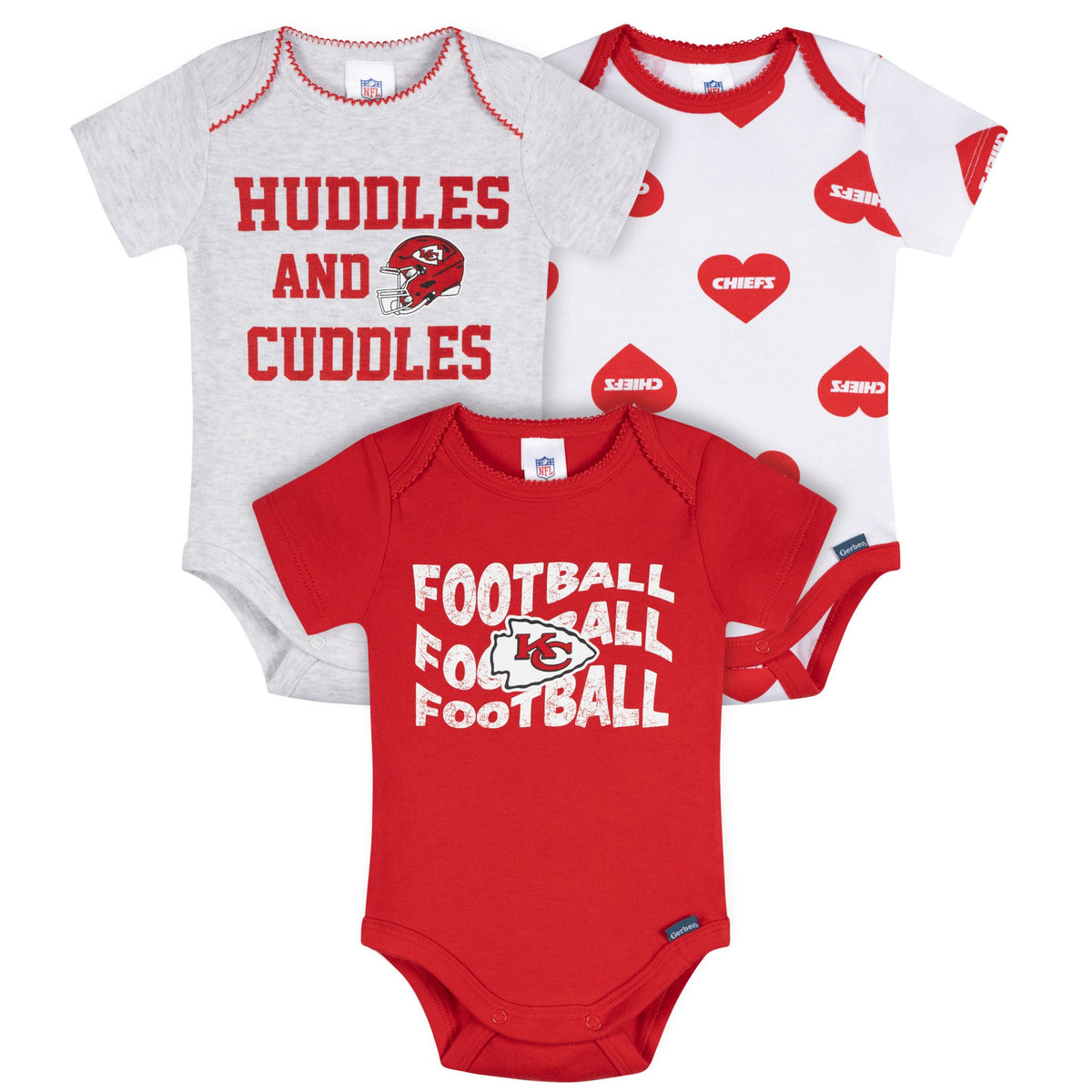 3-Pack Baby Girls Kansas City Chiefs Bodysuit Set