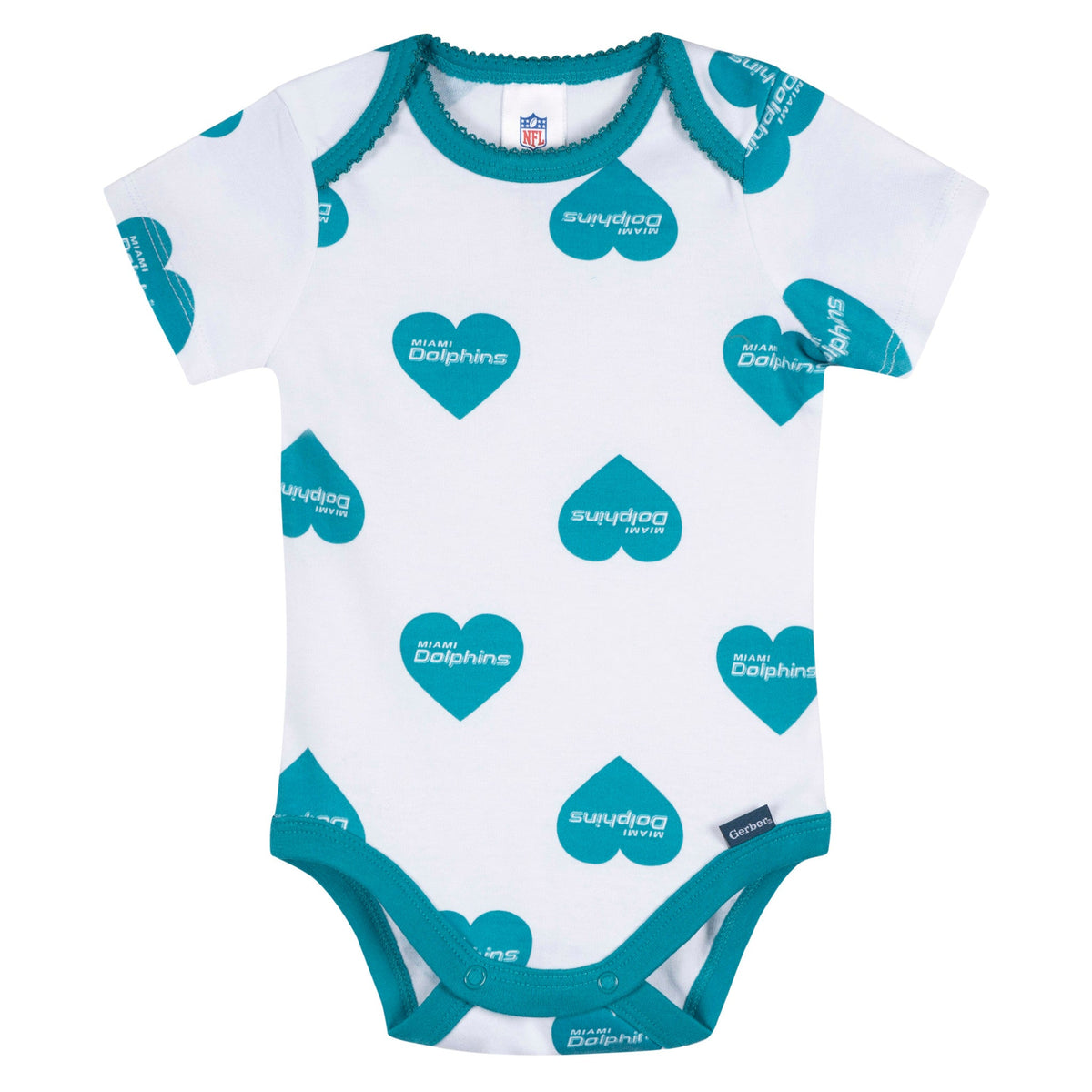 3-Pack Baby Girls Miami Dolphins Bodysuit Set, view 3