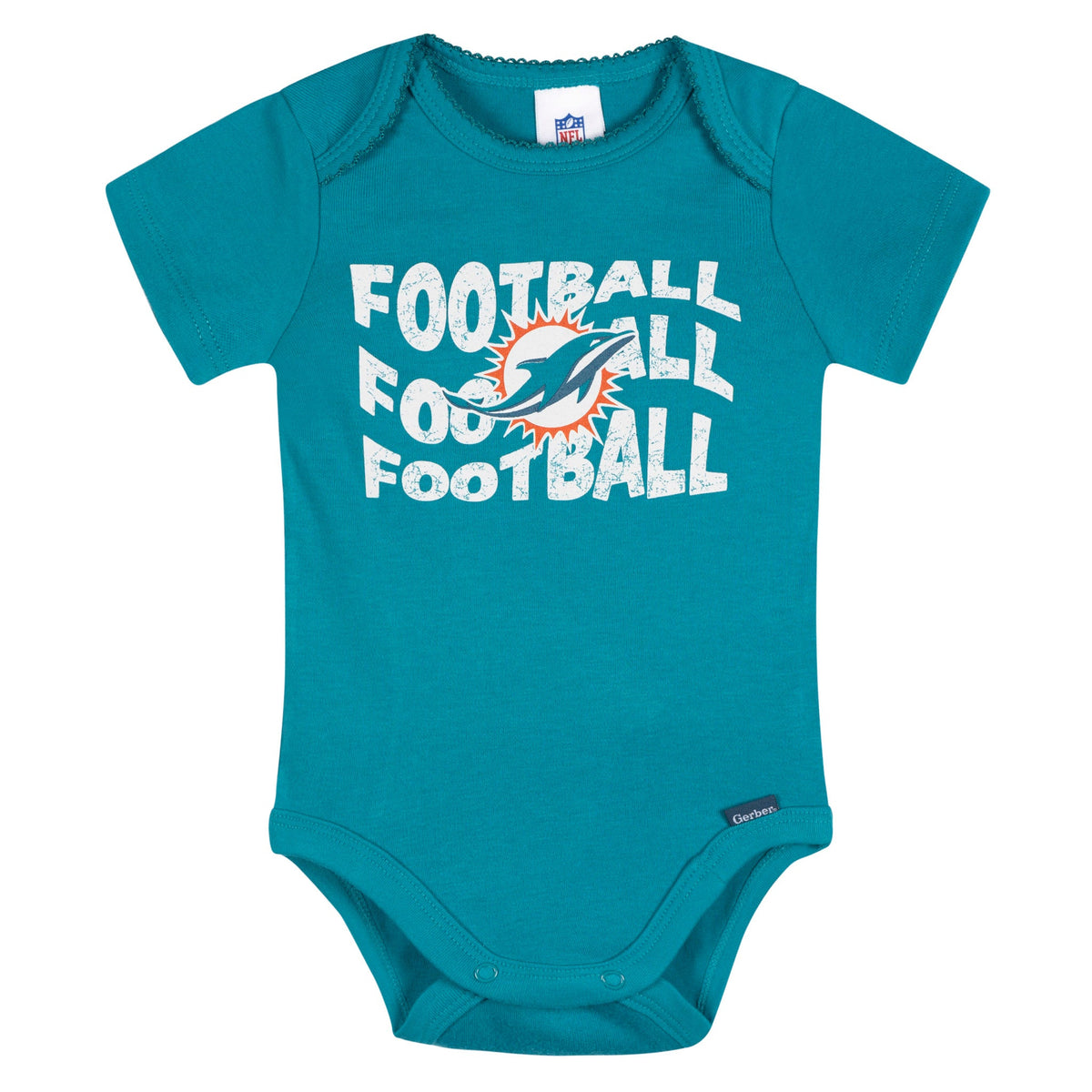3-Pack Baby Girls Miami Dolphins Bodysuit Set, view 4