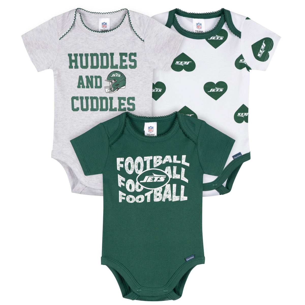 3-Pack Baby Girls New York Jets Bodysuit Set