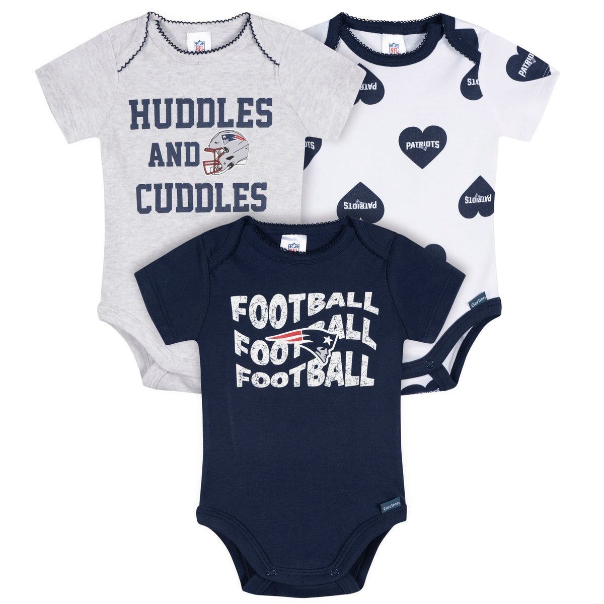 3-Pack Baby Girls New England Patriots Bodysuit Set