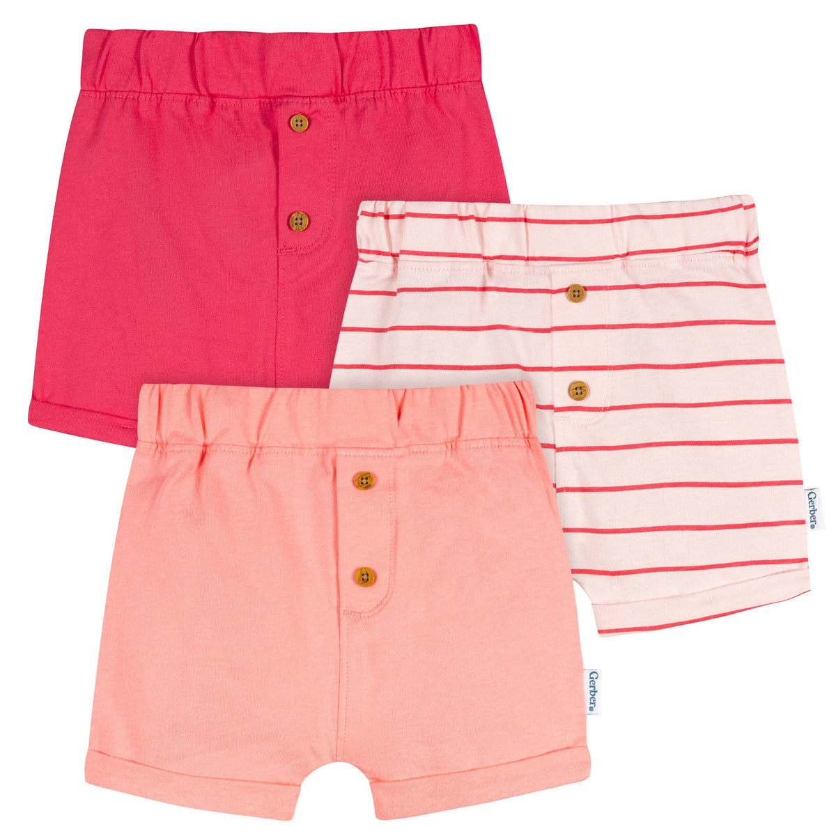 3-Pack Baby Girls Pink Shorts-Gerber Childrenswear Wholesale