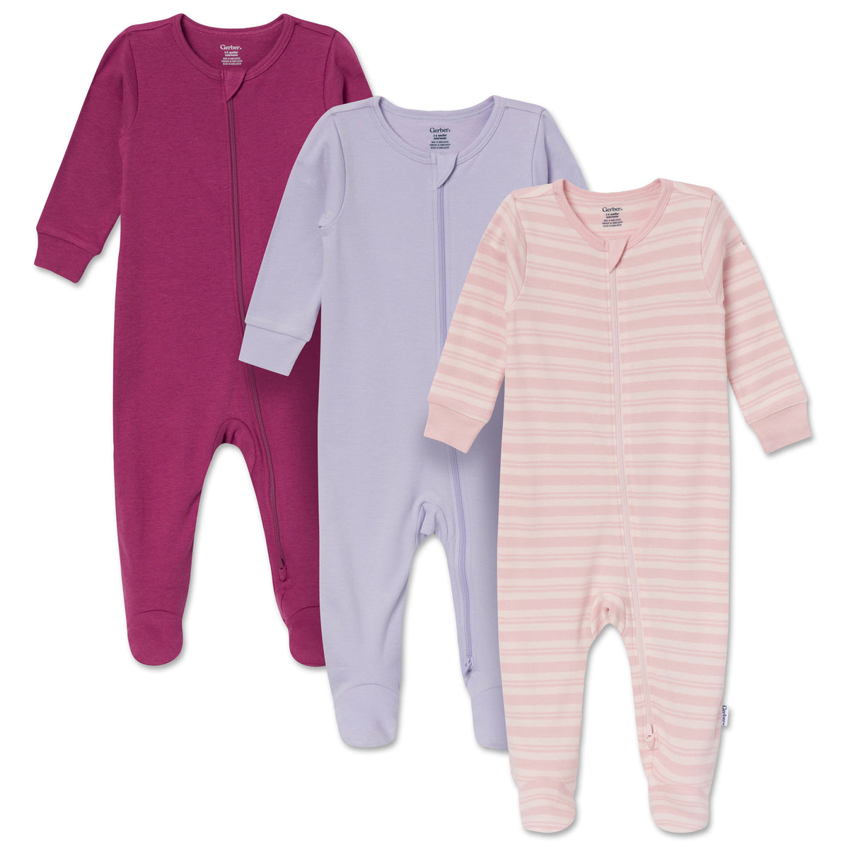 3-Pack Baby Girls Violet Sleep 'N Play