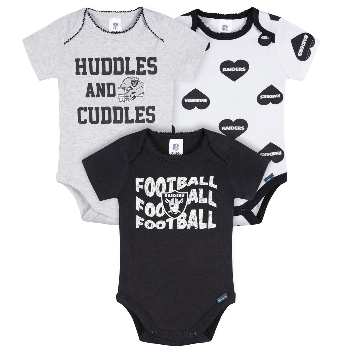 3-Pack Baby Girls Las Vegas Raiders Bodysuit Set