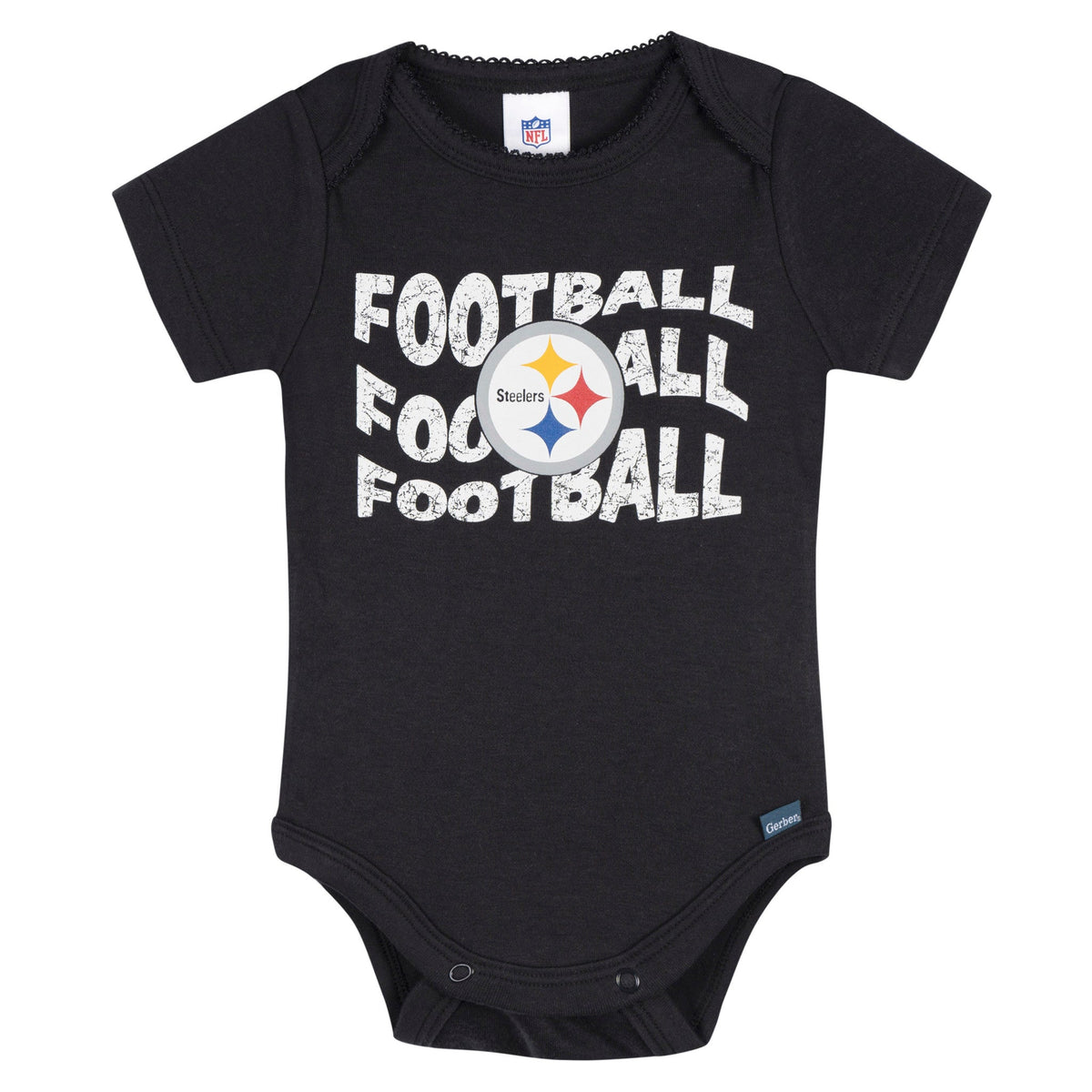 3-Pack Baby Girls Pittsburgh Steelers Bodysuit Set, view 4