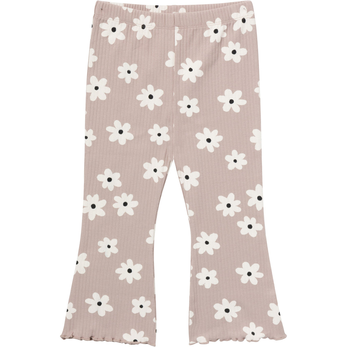 3-Pack Infant & Toddler Girls Brown Flowers, Oatmeal and Black Textured Flare Leggings, view 2