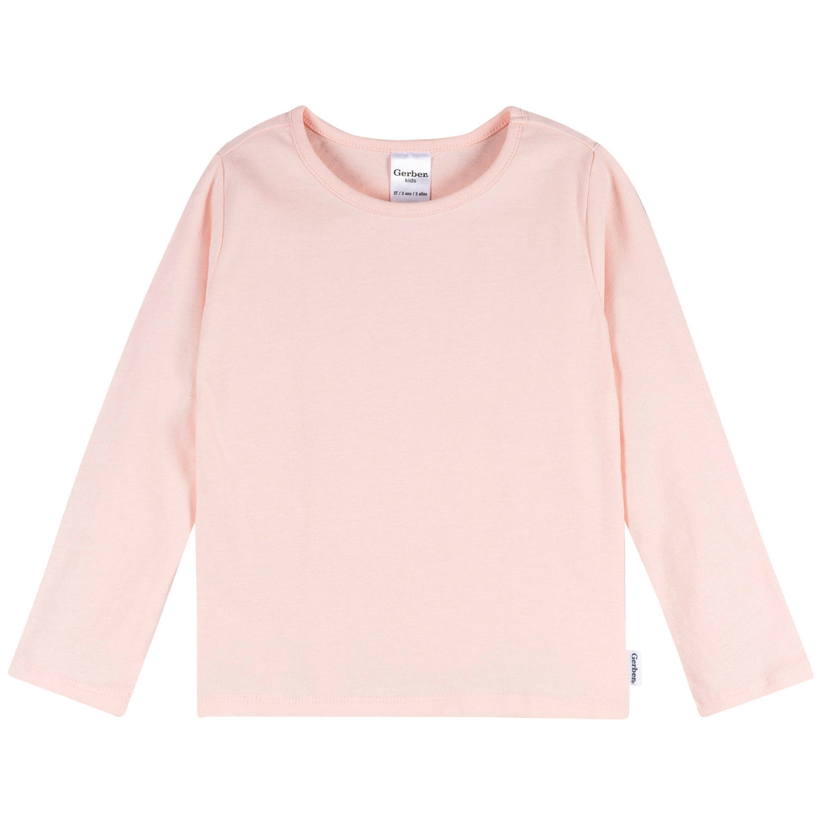 3-Pack Infant & Toddler Girls Green/Pink/Coral Long Sleeve Shirts, view 2