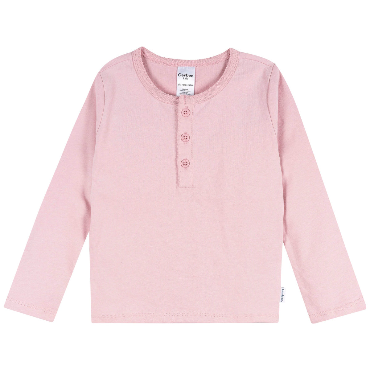 3-Pack Infant & Toddler Girls Navy/Oatmeal/Violet Long Sleeve Shirts, view 3