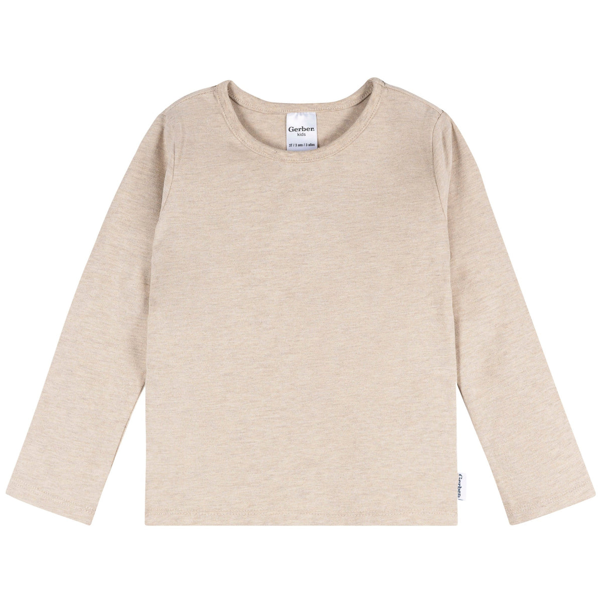 3-Pack Infant & Toddler Girls Navy/Oatmeal/Violet Long Sleeve Shirts, view 2
