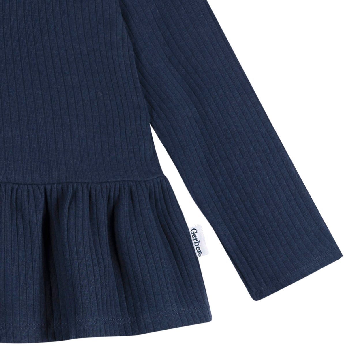 3-Pack Infant & Toddler Girls Navy/Oatmeal/Violet Long Sleeve Shirts, view 6