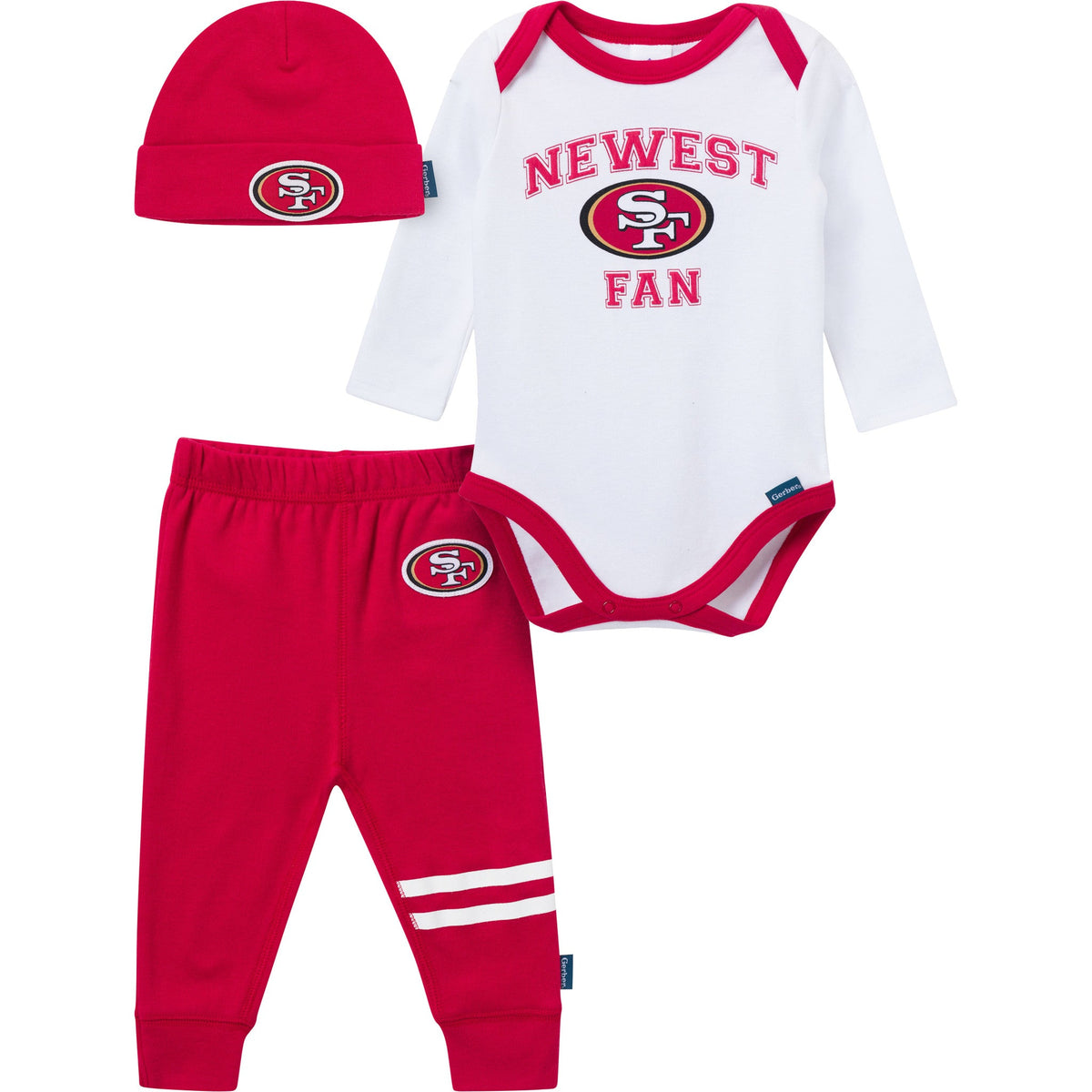 3-Piece Baby Boys 49ers Onesies Bodysuit, Active Pant and Cap
