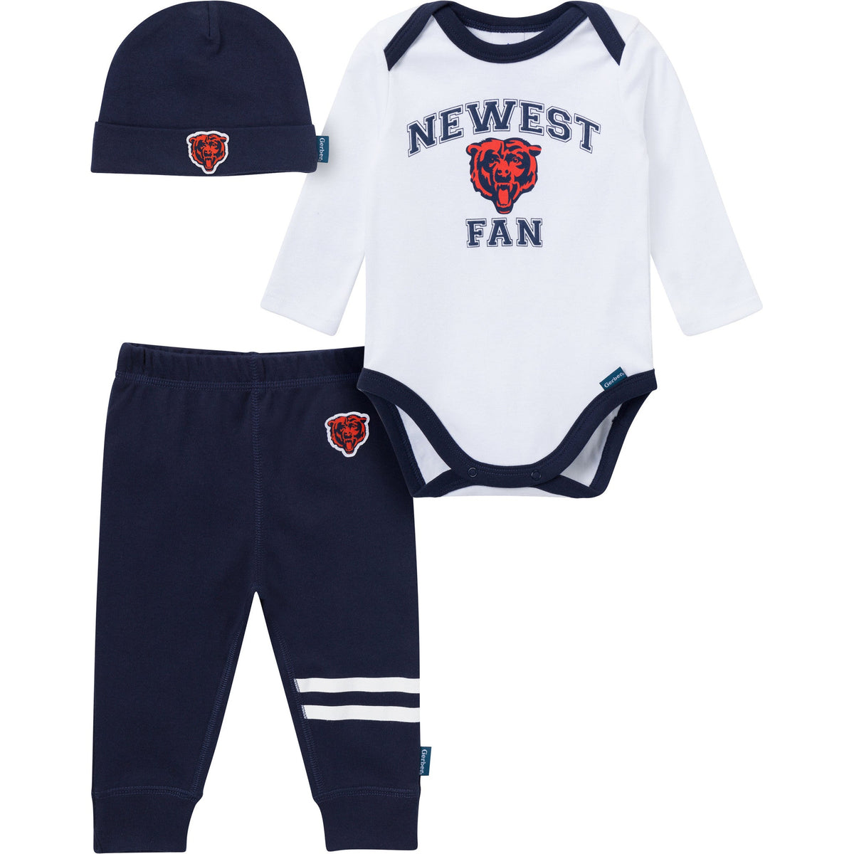3-Piece Baby Boys Chicago Bears Bodysuit, Active Pant and Cap