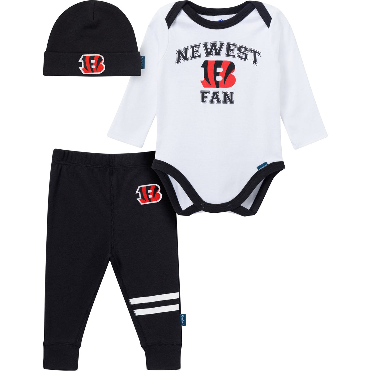 3-Piece Baby Boys Cincinatti Bengals Bodysuit, Active Pant and Cap