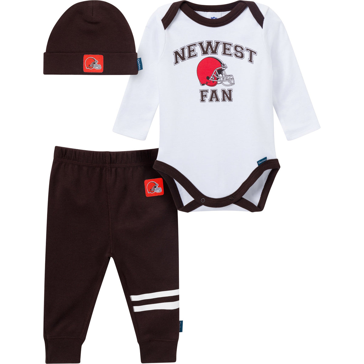 3-Piece Baby Boys Cleveland Browns Bodysuit, Active Pant and Cap