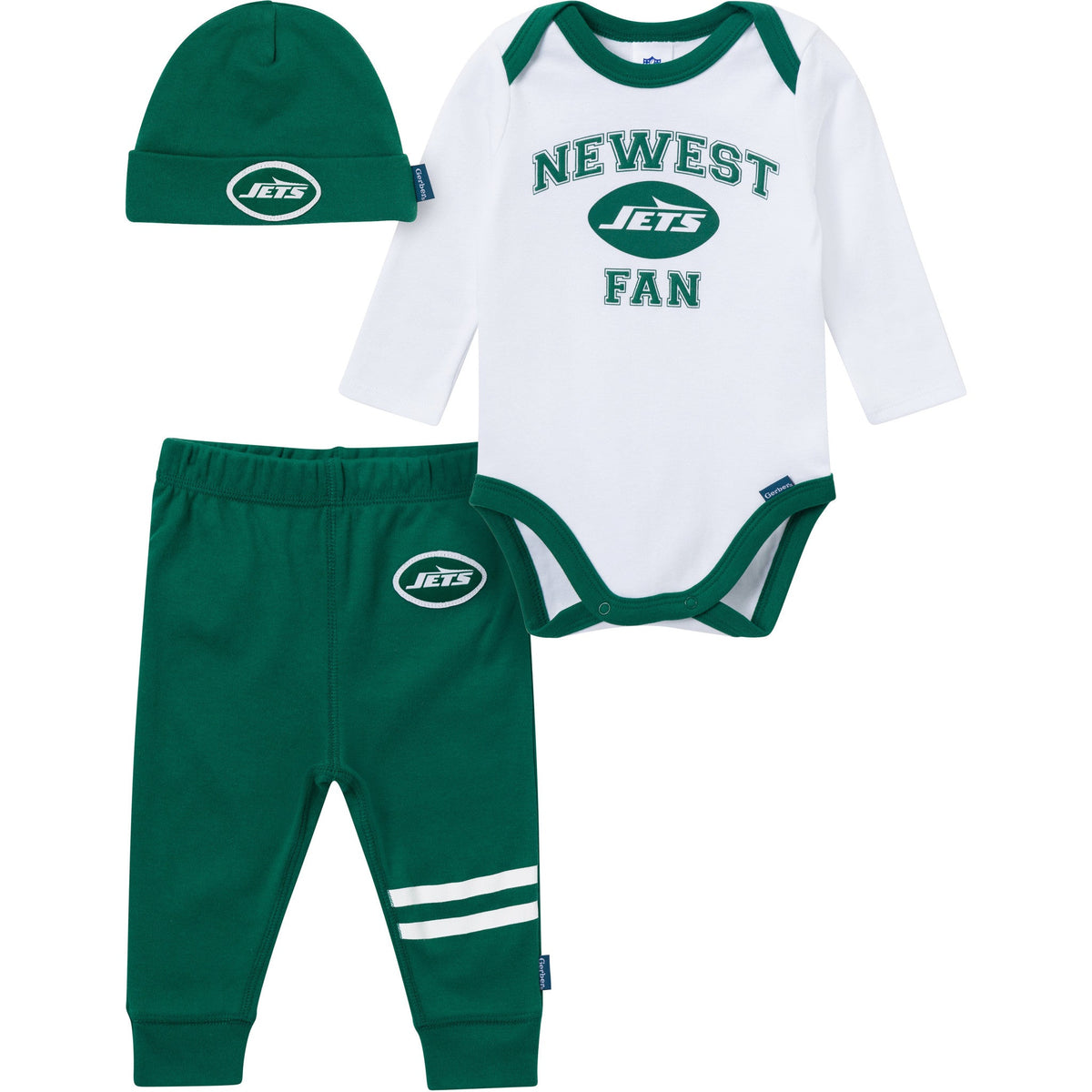 3-Piece Baby Boys New York Jets Bodysuit, Active Pant and Cap
