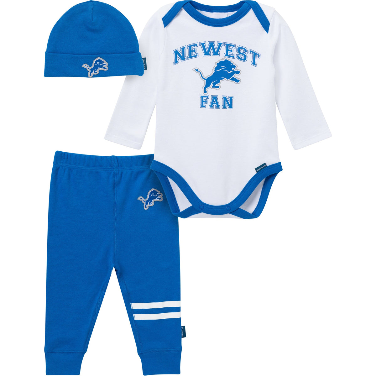 3-Piece Baby Boys Detroit Lions Bodysuit, Active Pant and Cap