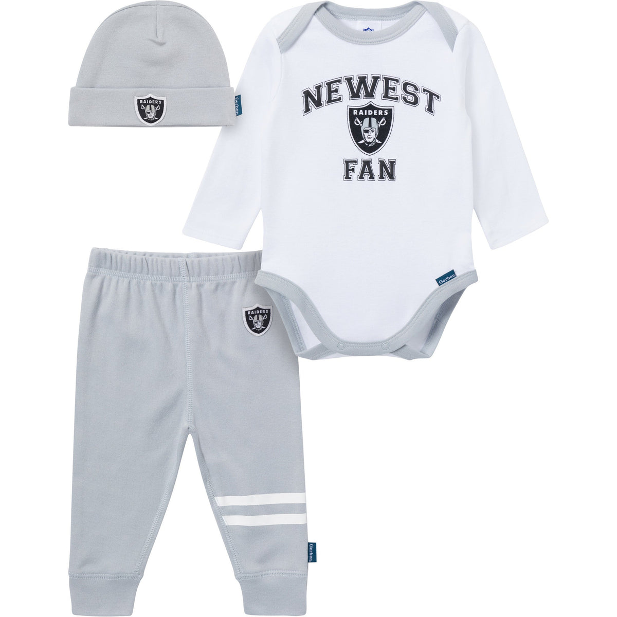 3-Piece Baby Boys Las Vegas Raiders Bodysuit, Active Pant and Cap