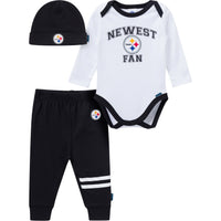 3-Piece Baby Boys Pittsburgh Steelers Bodysuit, Active Pant and Cap