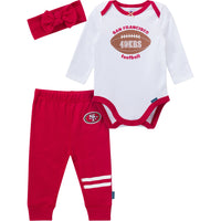 3-Piece Baby Girls 49ers Bodysuit, Pants & Headband Set