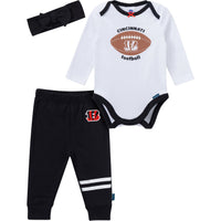 3-Piece Baby Girls Cincinatti Bengals Bodysuit, Pants & Headband Set