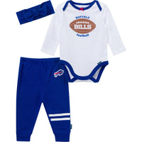 3-Piece Baby Girls Buffalo Bills Bodysuit, Pants & Headband Set