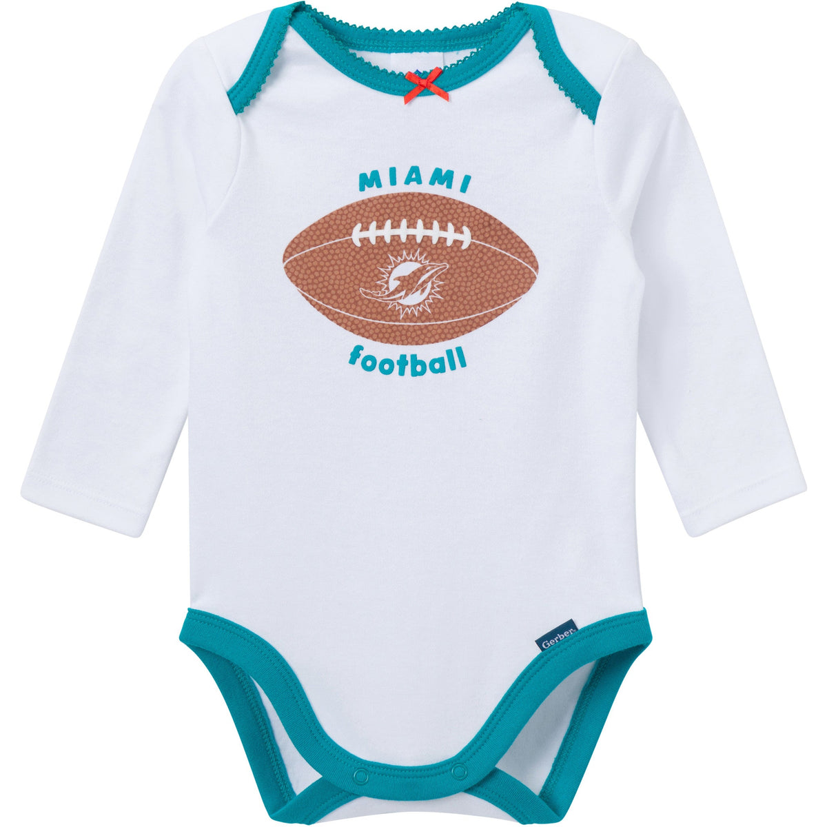3-Piece Baby Girls Miami Dolphins Bodysuit, Pants & Headband Set, view 3