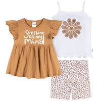 3-Piece Infant & Toddler Girls Daisy Sunshine T-Shirts & Shorts